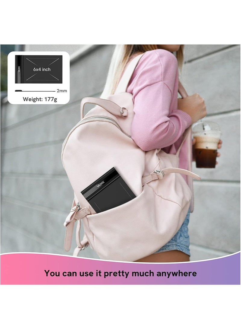 فايك لوحة رسم رقمية، لوحة رسم محمولة فائقة النحافة مقاس 6x4 بوصة مع قلم لمسي سلبي، مثالية للألعاب والتعلم عبر الإنترنت، متوافقة مع أنظمة التشغيل Windows وMac وLinux وAndroid - Image 4